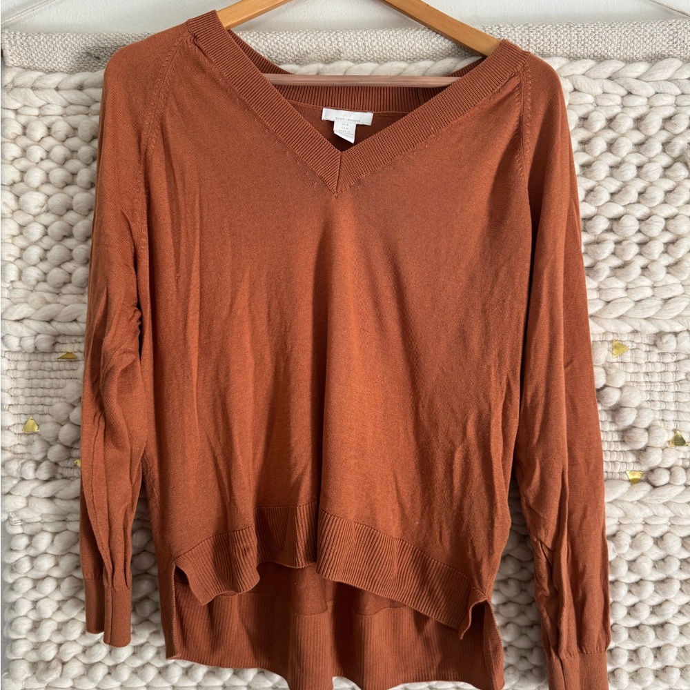 H&M Women's Long Sleeve V-Neck Top - Rust